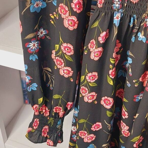 Kate Spade Meadow Floral Shift Dress Black Pink XXS NWOT - Picture 10 of 12